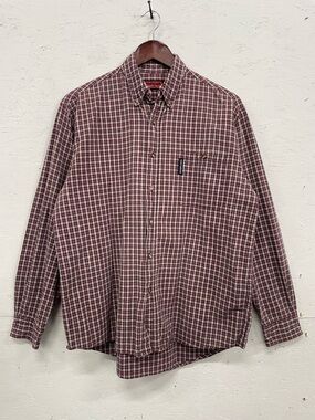Vintage 90s Higher State Plaid Button-Down Shirt, Size S, Normcore, Red/Blue